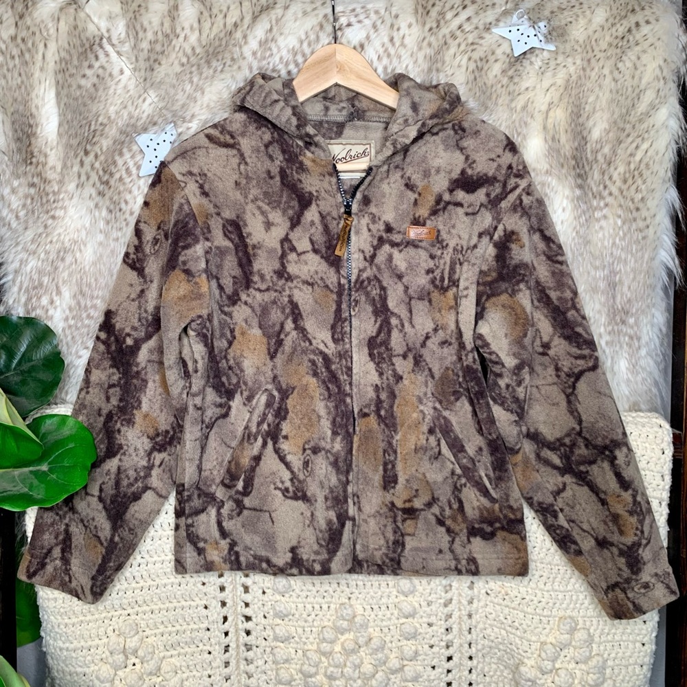 Woolrich Camouflage Fleece Zip Up Hoodie